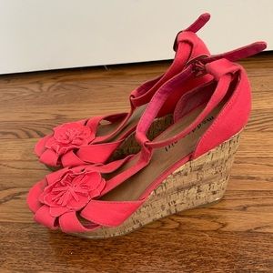 Madden Girl Pink Flower Wedges